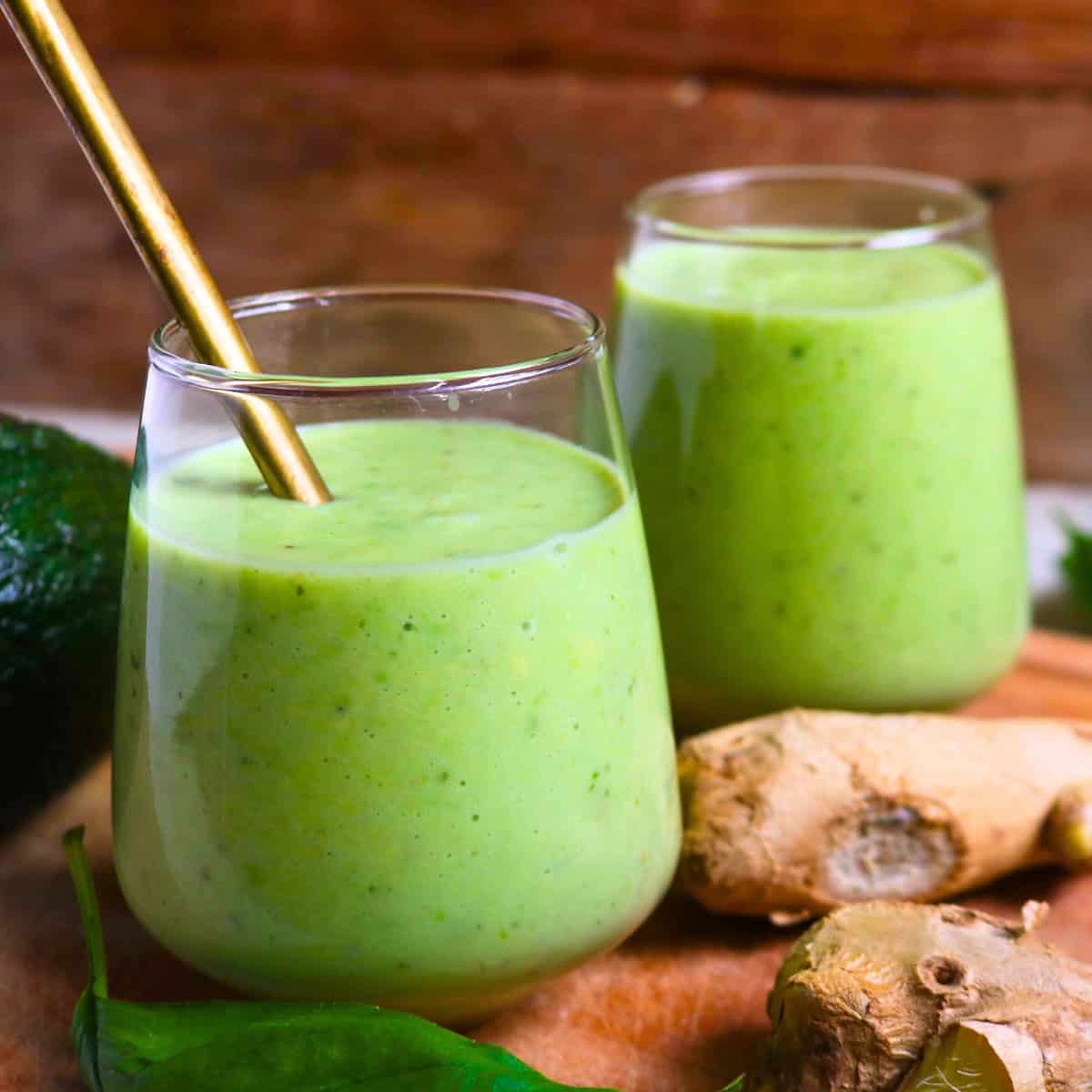 Keto Ginger Basil Avocado Smoothie