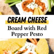 Low Carb Keto Cream Cheese Board with Red Pepper Pesto