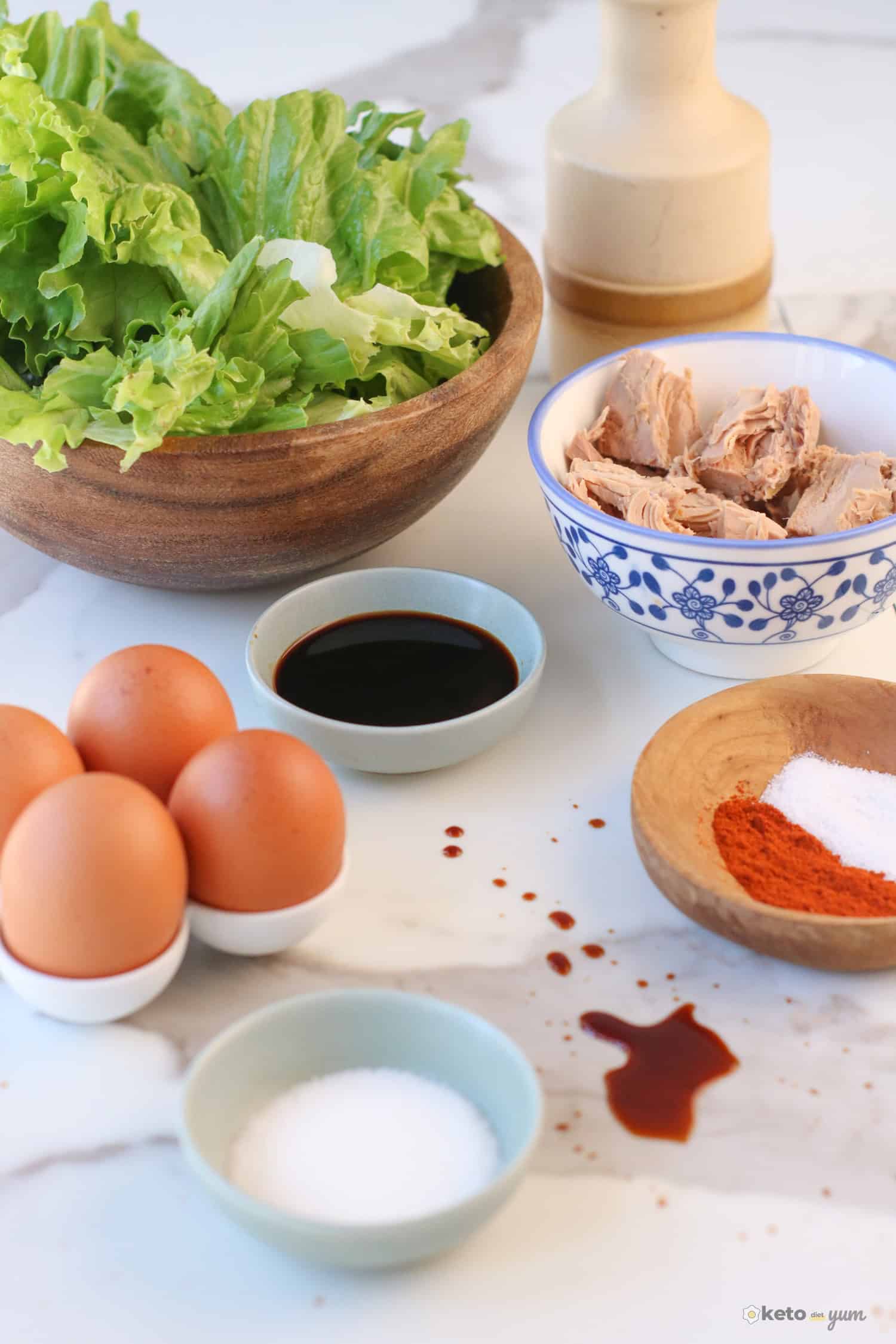 Asian Inspired Tuna Egg Salad Ingredients