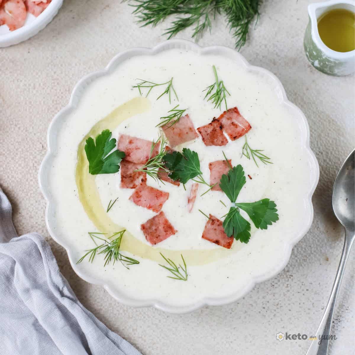 Keto Creamy Feta Soup With Ham